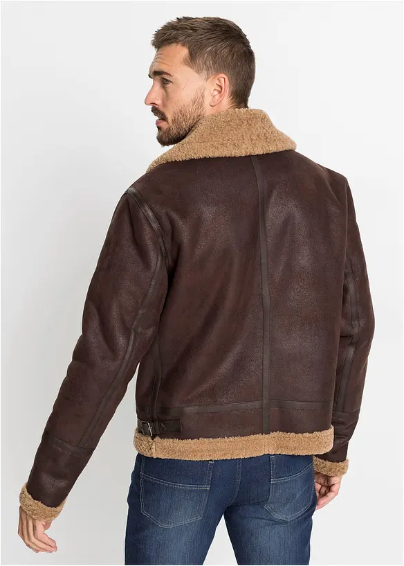 Blouson enduit doublé sherpa, bonprix