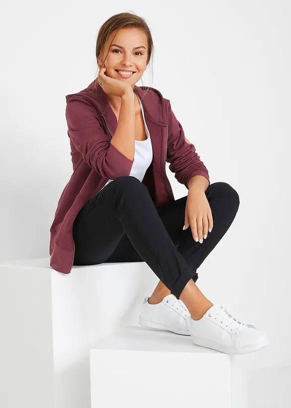 Sweat zippé à capuche, 100% coton, bonprix