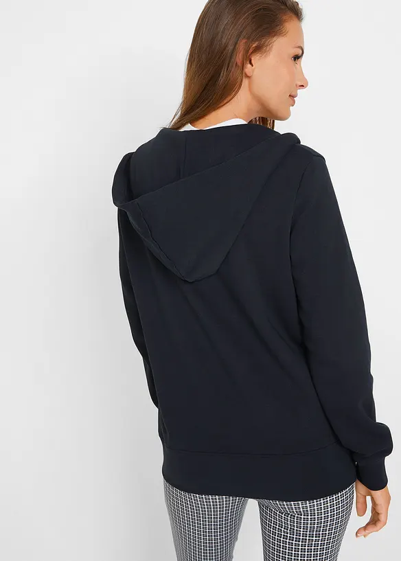 Sweat zippé à capuche, 100% coton, bonprix