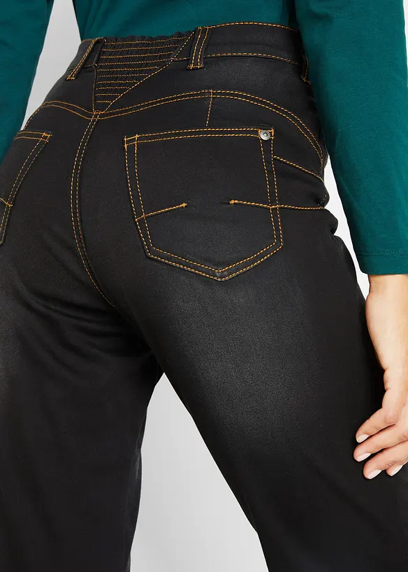 Jean droit taille mi-haute élastiquée, doublure chaude, bonprix