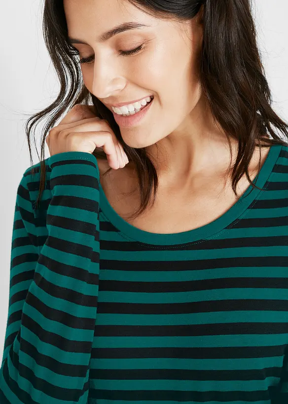 T-shirt manches longues en coton extensible, bonprix