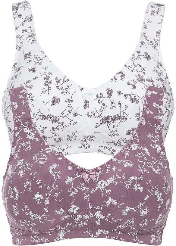 Lot de 2 soutiens-gorge coton sans armatures, bonprix