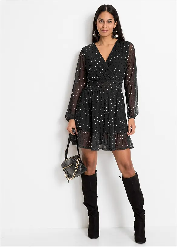 Robe courte à base volantée, bonprix