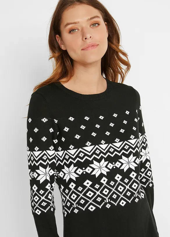 Robe en maille à motif norvégien, bonprix