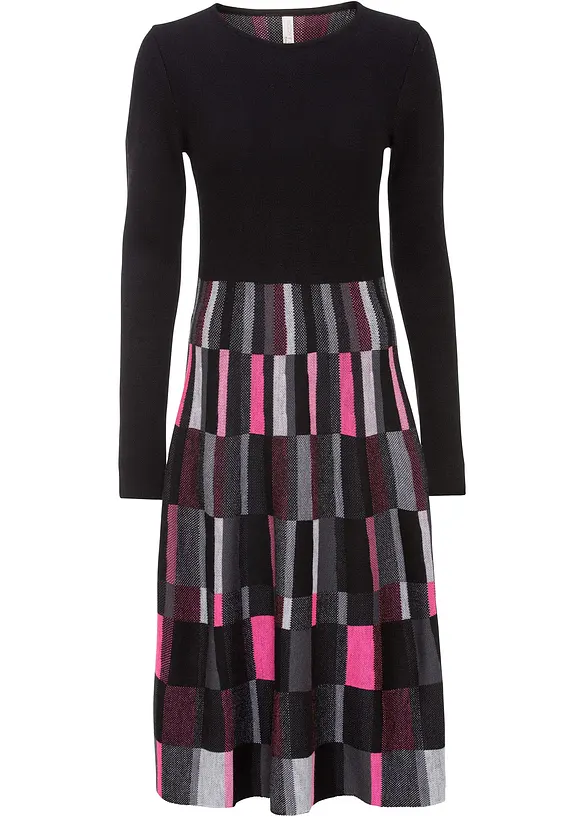 Robe évasée en maille à motif jacquard, bonprix