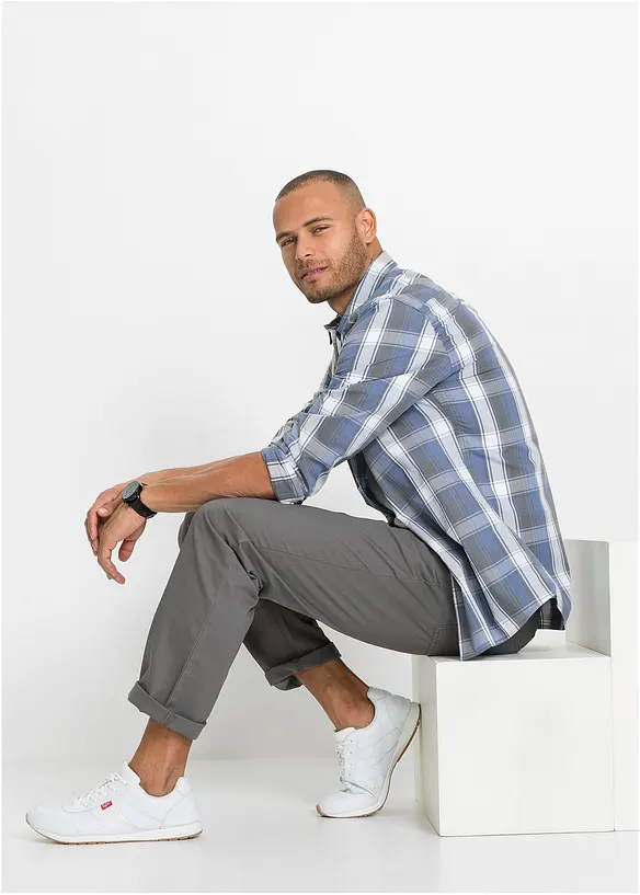 Lot de 2 pantalons droits à taille élastiquée, Regular, bonprix