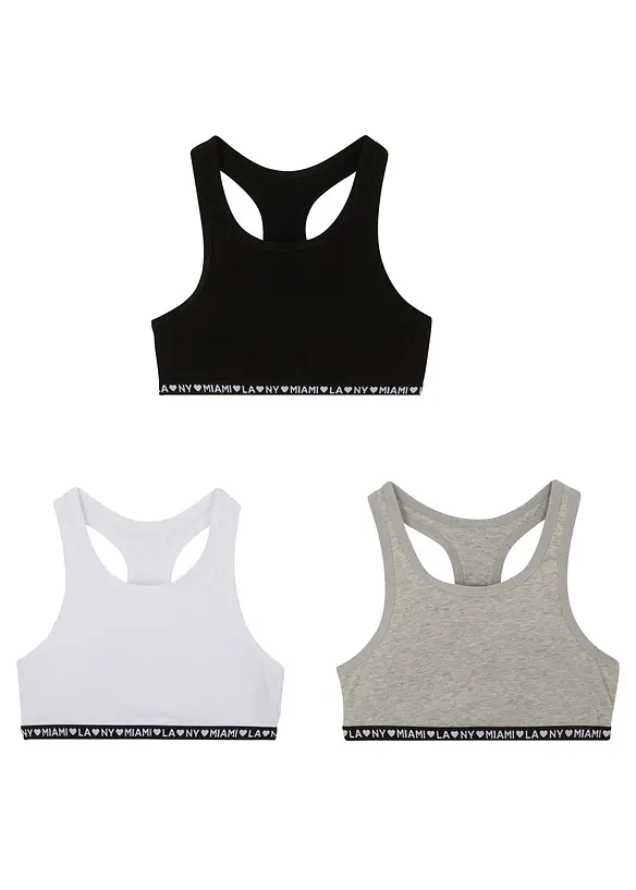 Lot de 3 brassières en coton doux et extensible, bonprix
