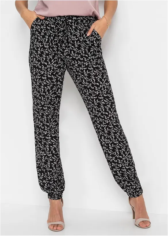 Pantalon 100% viscose, taille élastiquée, bonprix