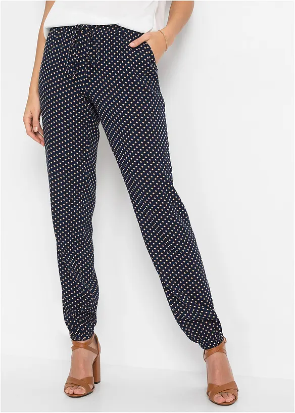 Pantalon 100% viscose, taille élastiquée, bonprix