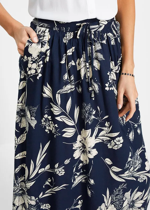 Jupe longue en viscose avec taille élastique et lien à nouer, bonprix