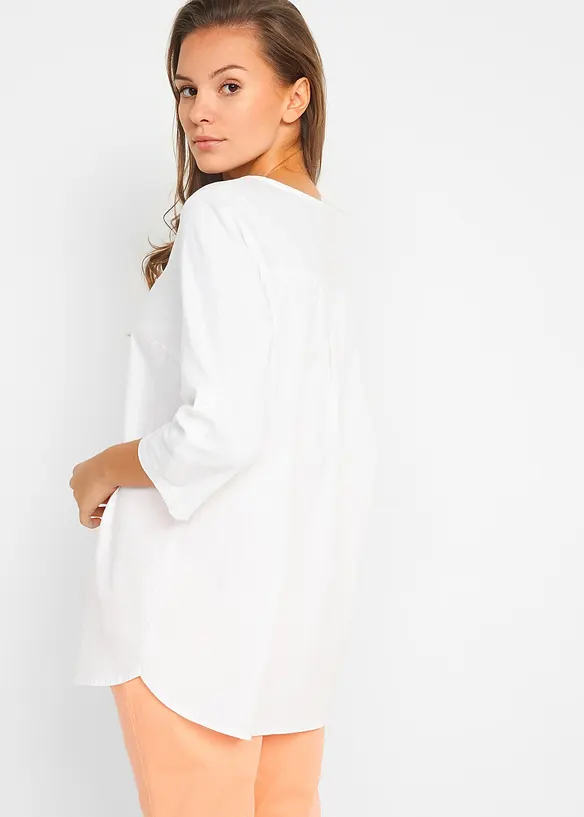 Chemisier en lin mélangé, manches 3/4, bonprix