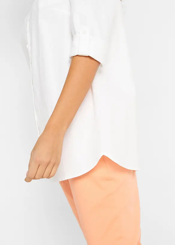 Chemisier en lin mélangé, manches 3/4, bonprix