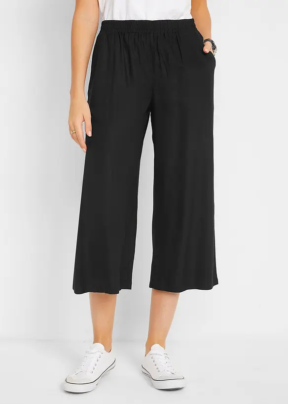 Pantalon 3/4 en viscose avec taille élastiquée, bonprix