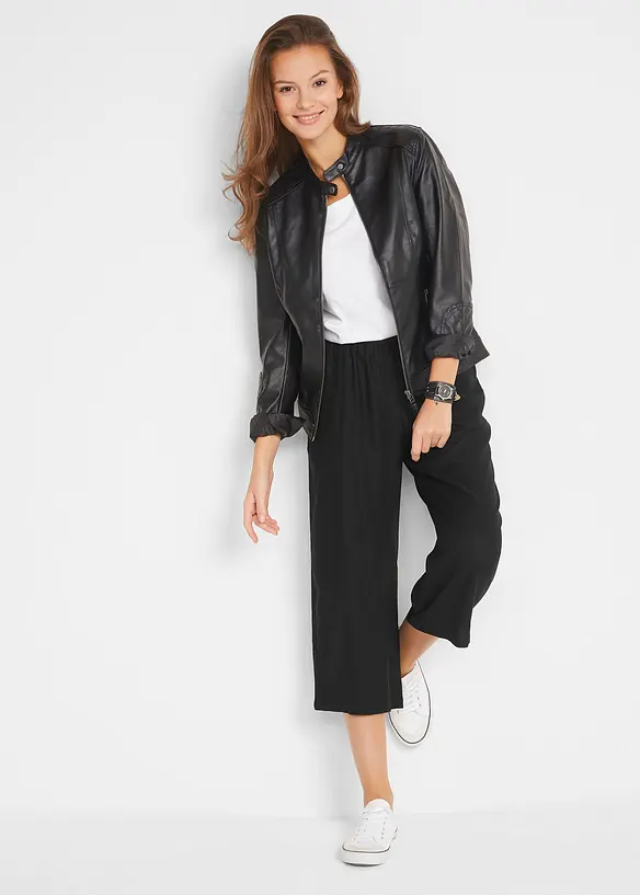 Pantalon 3/4 en viscose avec taille élastiquée, bonprix