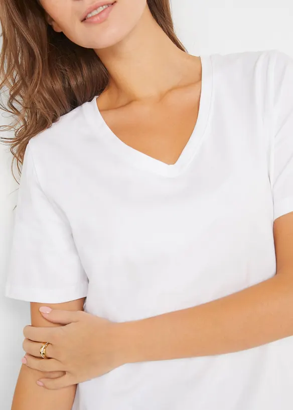 Lot de 2 T-shirts longs col V, bonprix