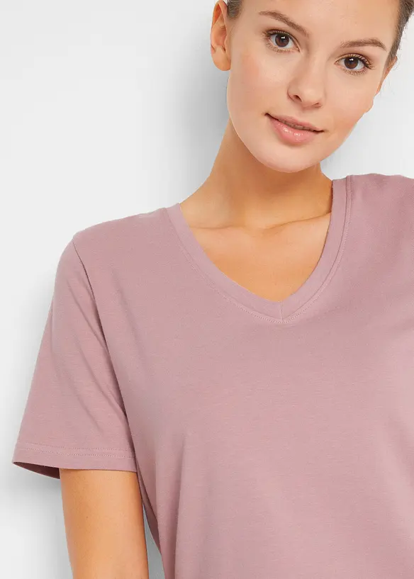 Lot de 2 T-shirts longs col V, bonprix