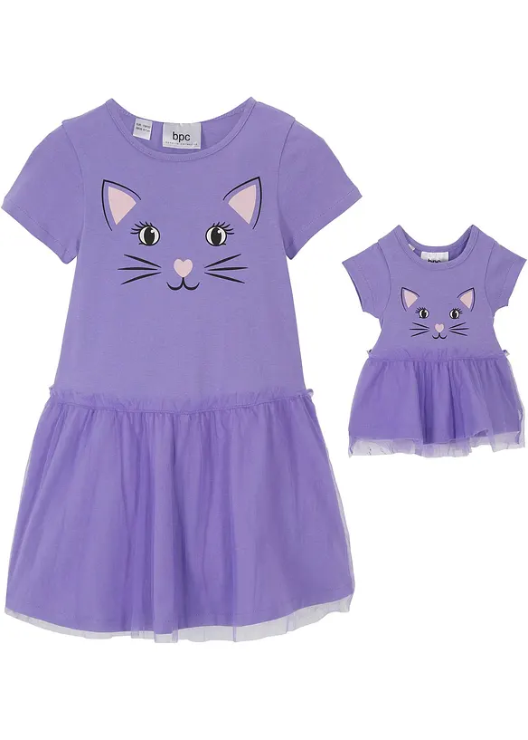 Robe fille et robe de poup&eacute;e (ens. 2 pces) 100% coton, bonprix
