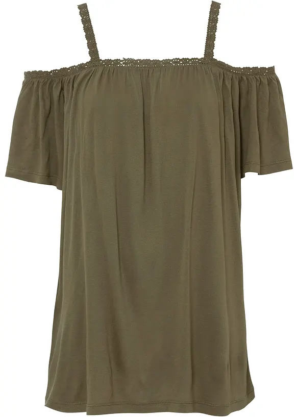 T-shirt à épaules dénudées en viscose douce, bonprix