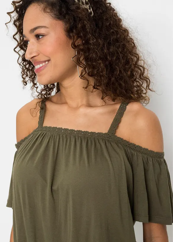 T-shirt à épaules dénudées en viscose douce, bonprix