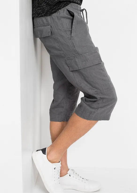 Bermuda cargo en lin mélangé, Regular, bonprix
