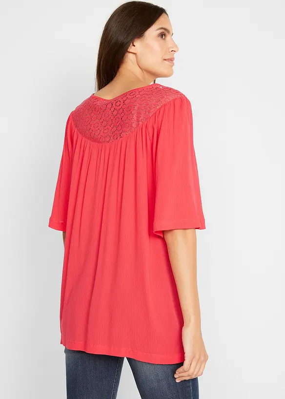 Longue tunique en crépon, manches coude, bonprix