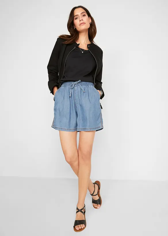 Short en denim léger avec du lin, bonprix