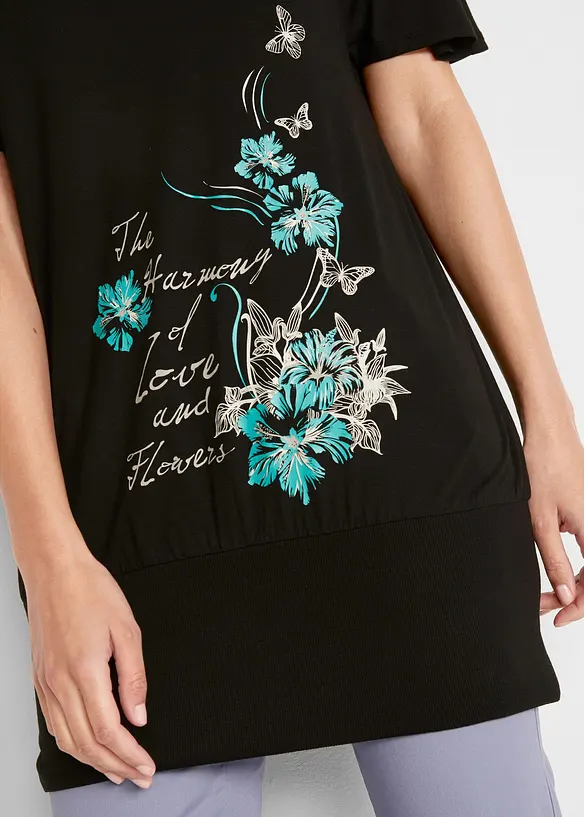 T-shirt à encolure bateau, mi-manches, bonprix