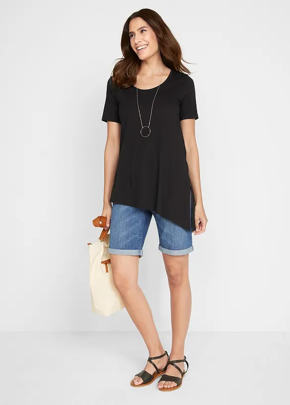 T-shirt long asymétrique en coton et viscose, bonprix