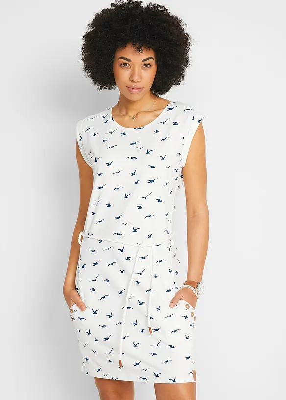 Robe en jersey imprimé à manches papillon, bonprix