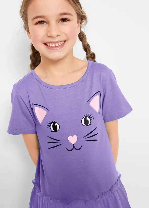 Robe fille et robe de poup&eacute;e (ens. 2 pces) 100% coton, bonprix