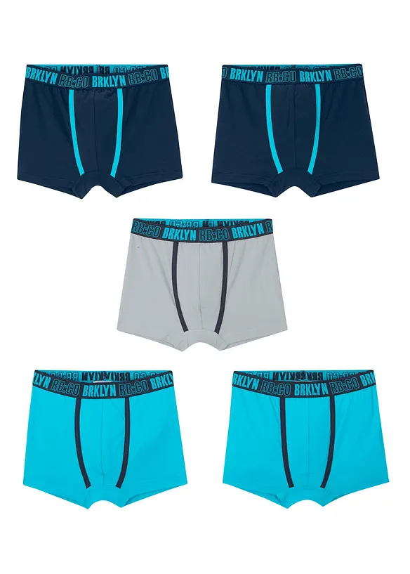 Lot de 5 boxers en coton doux et extensible, bonprix