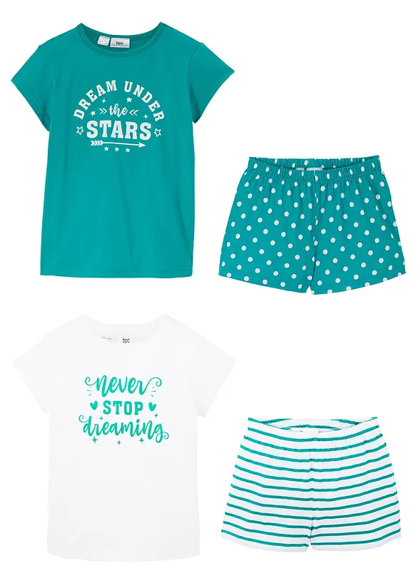 Lot de 2 pyjashorts 100% coton à manches courtes, bonprix