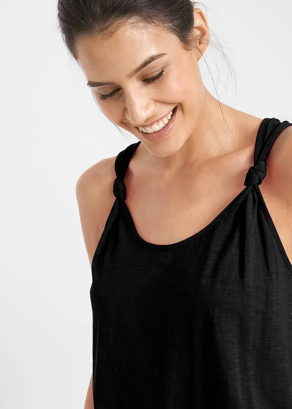 Top en coton &agrave; d&eacute;tails n&oelig;uds, bonprix