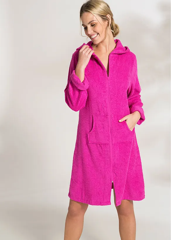Peignoir en éponge de coton avec fermeture zippée, bonprix