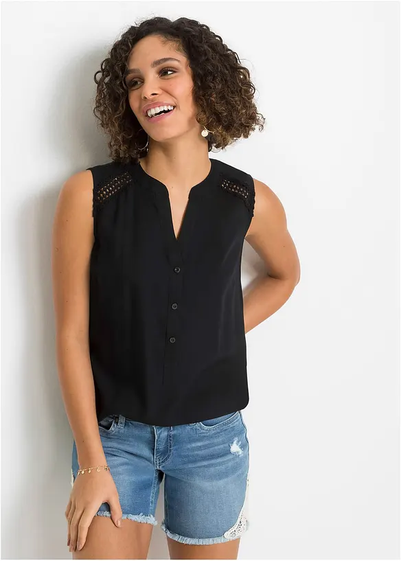 Blouse sans manches avec détail au crochet, bonprix