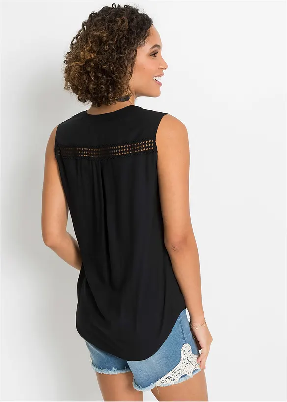 Blouse sans manches avec détail au crochet, bonprix