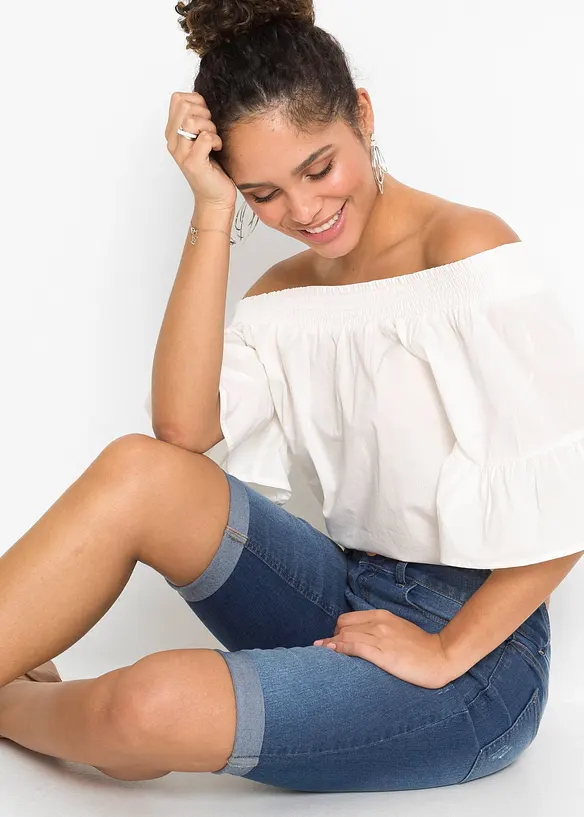 Bermuda en jean, taille mi-haute, bonprix