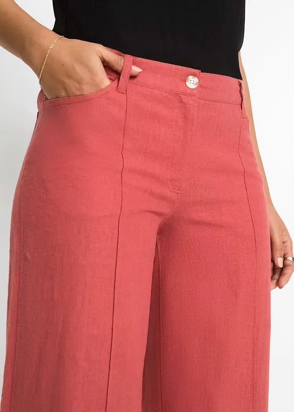 Pantalon palazzo léger en lin mélangé, bonprix