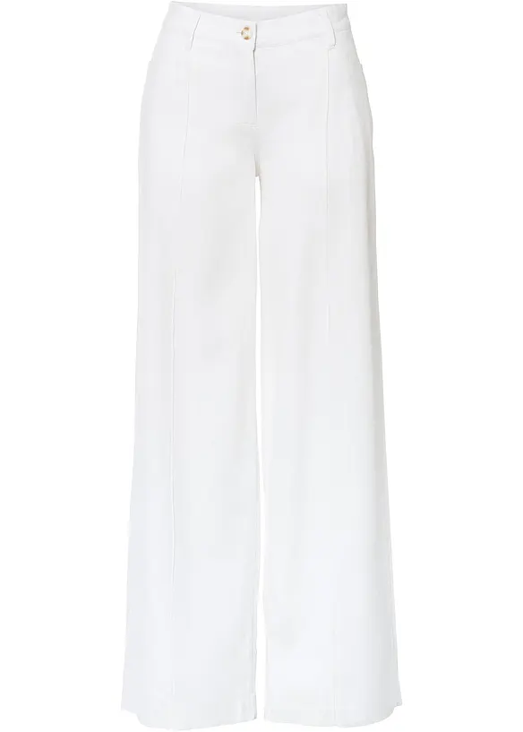 Pantalon palazzo léger en lin mélangé, bonprix