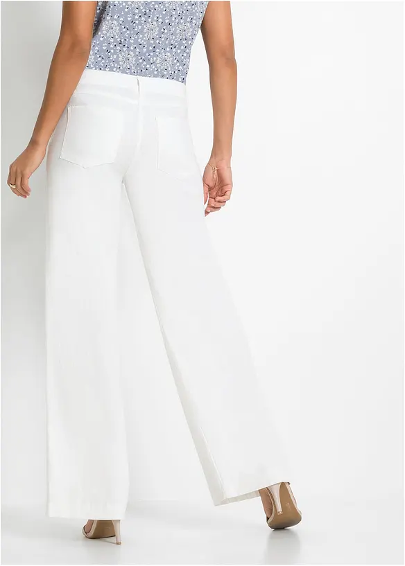 Pantalon palazzo léger en lin mélangé, bonprix