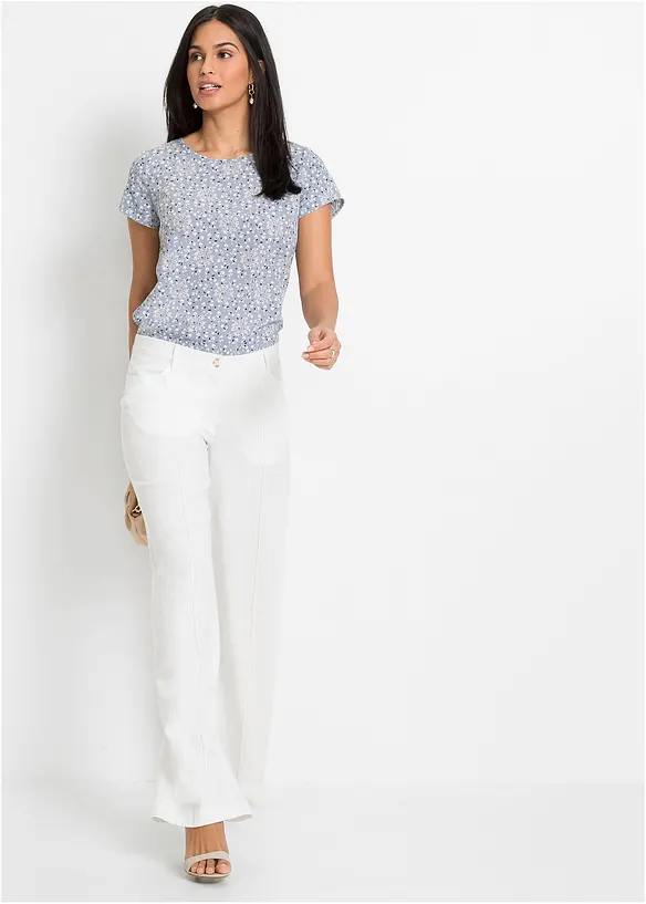 Pantalon palazzo léger en lin mélangé, bonprix