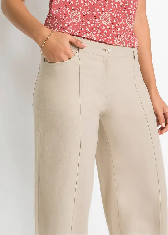 Pantalon palazzo léger en lin mélangé, bonprix