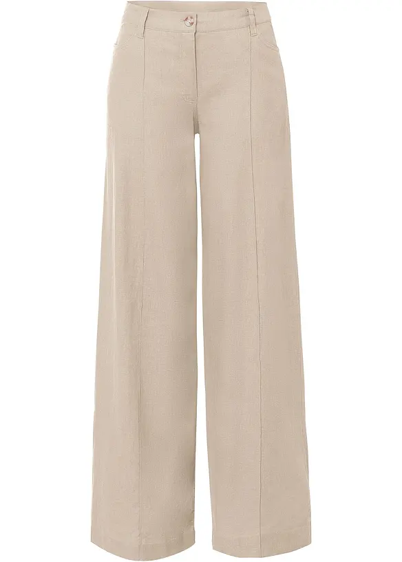 Pantalon palazzo léger en lin mélangé, bonprix