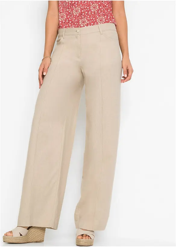 Pantalon palazzo léger en lin mélangé, bonprix