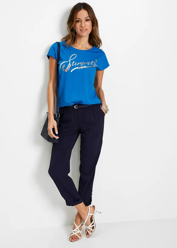 T-shirt avec inscription &agrave; sequins, bonprix