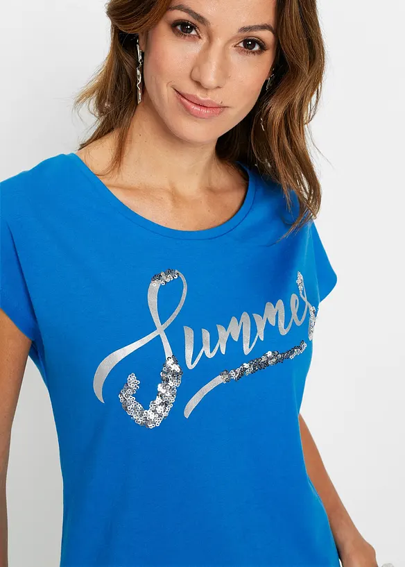 T-shirt avec inscription &agrave; sequins, bonprix