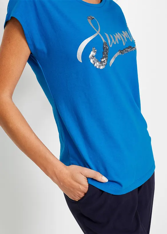 T-shirt avec inscription &agrave; sequins, bonprix