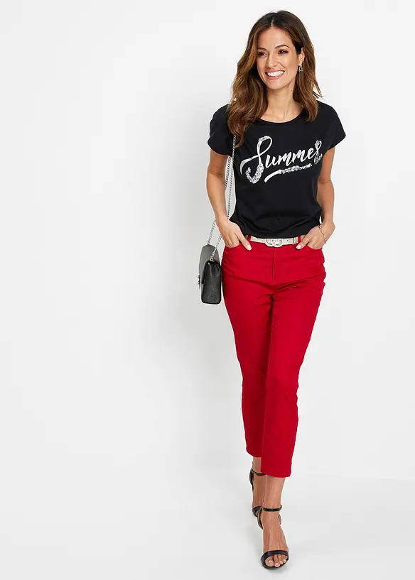 T-shirt avec inscription à sequins, bonprix