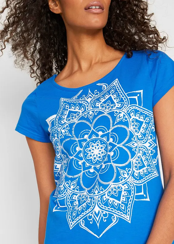 T-shirt fil flammé manches courtes, bonprix