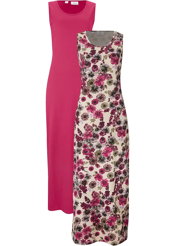 Lot de 2 robes longues 100% coton, bonprix